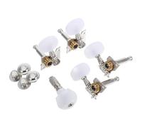 Abaodam Banjo Machine Heads Tuning Pegs Silver 5pcs with 4 Metal Bushings Banjo Tuning Peg Set to Sound and Fix Strings Guitar Bass