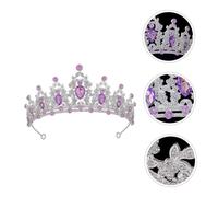 Abaodam Baroque Crystal Bridal Tiara Crown Silver Purple for Women, Wedding Headpiece Celebration Crown, Elegant Pageant Prom Hair Accessory