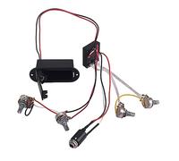 Abaodam Bass Guitar with Tone Control Wiring Harness for 2 Band Equalizer Eq Preamp Circuit 1 Volume and 2 Tone Pots Black Plastic Metal Active Pickup Balance Piezo Equipped Instruments