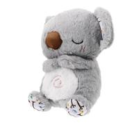 Abaodam Bear Plush Sleep Soother with Breathing Effect Soft Stuffed Animal Sound Machine for Boy Girl Gentle Melodies Washable Design Sleep Aid for Newborns Young Grey