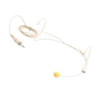 Abaodam Beige 3.5mm Wired Earhook Microphone Headset with Screw Lock Connector, Single Ear Condenser Microphone for Presentations, Singing, Public Speaking, Customer Service Use