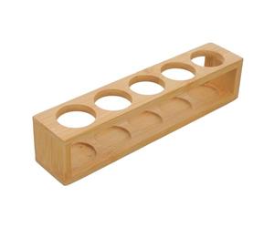 Abaodam Beige Bamboo Essential Oil Storage Case with Shock-proof 5 Holes Structure, Decorative Wall Mounted Bottle Holder for Organizing Essential Oil Containers