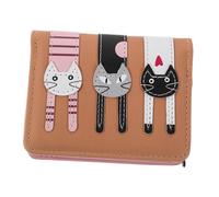 Abaodam Bi-fold Cartoon Cat Wallet for Little Girls Compact Change Purse Snap Button Closure Soft Fake Leather Material for School Travel Decoration
