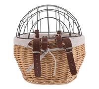 Abaodam Bike Pet Basket Front Handlebar Mount Rattan Wicker Dog Carrier Basket for Small Dogs and Cats 12.6"x10.6"x7.8" Lightweight Sturdy Bicycle Carrier Suitable for Urban Cycling
