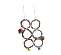Abaodam Bird Cage Toy Hanging Ring for Parrots Handmade Apple Branch Climbing Circle 6-change Double Row Design for Indoor Play for Caged Birds and Small Pets