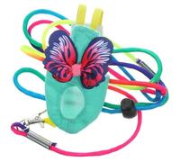 Abaodam Bird Flight Suit Diaper Harness Set for Parrots and Parakeets M Size with Red Butterfly Pattern and Colorful Leash - Bird Diapers for Pigeons, Parrot Clothing and Flight Harness