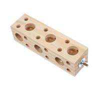 Abaodam Bird Wooden Block Chewing Toy for Parrots Interactive Teething Puzzle Stand for Hamsters Cockatiels Small Animals Easy Setup for Indoor Birdcages Beige