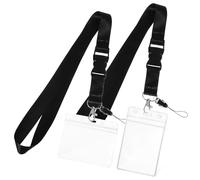 Abaodam Black Lanyard Id Holder Set with 2 Neck Straps Vertical and Horizontal Badge Holders for Office and Cruise Cards for Work and Events