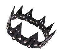 Abaodam Black Leather Cosplay Crown Headband for Adults, Embellish Looking Costume Accessory and Photo Prop, for Engagement and Special Soiree Events