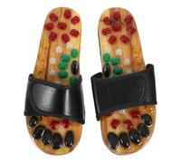 Abaodam Black Massage Slippers Made of Pu and Eva Materials with Cobblestone Design Refresh Tired Feet and Promote Blood Flow for Foot Acupoint Stimulation Healthcare Gift for Family