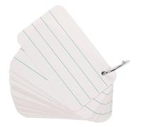 Abaodam Blank English Word Memory Flash Cards Set, 50 Portable Small Index Cards with Ruled Lines and 1 Book Ring, DIY Study Paper Flashcards for School and Office Use