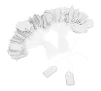 Abaodam Blank White Jewelry Tags with Refined Silver Edge Design 200pcs with Cotton String for Pricing and Display, Lightweight Paper Material for Necklaces and Clothing in Retail