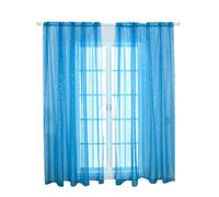 Abaodam Blue Sheer Voile Curtains Delicate Polyester Texture with Silver Star Foil Pattern Allowing Natural Light, Window Screening Panels for Living Room or Room