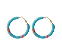 Abaodam Bohemian C-Shaped Hoop Earrings Blue Geometric Polymer Clay Pendant, Natural Delicate Ear Drop Accessories for Women’S Stylish Casual Wear