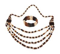 Abaodam Bohemian Jewellery Set with Shell Pendant Featuring Multilayer Wooden Beads Necklace and Matching Earrings and Bracelet, Retro Vintage Style for Women for Parties for Parties and