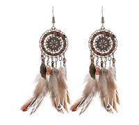 Abaodam Boho Feathered Earrings Native Dangle Ethnic Jewelry for Women Hippie Style Travel Accessories Lightweight Statement Drop Earrings