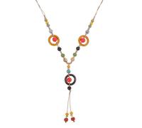 Abaodam Boho Long Sweater Chain Necklace for Women, Vintage Braided Rope Tassel Pendant Beaded Necklace, Statement Dress Jewelry for Casual and Ethnic Wear