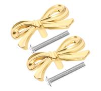 Abaodam Bow Handles 2Pcs, Polished Brass Bow Drawer Knobs with Screws, Compact Cabinet Door Pulls for Shoe Cabinet and Bookcase