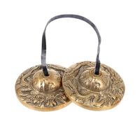 Abaodam Brass Cymbal Bell Tibetan Buddhism Percussion Instrument Double Dragon Design Small Handcrafted Meditation Yoga Bell for Religious Ceremony