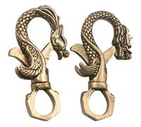 Abaodam Brass Dragon and Bird Keychain Clips Set, Chinese Style Antique Heavy Duty Key Clasp Accessories for Men, Vintage Brass Key Chain Hooks Suitable for Daily Use