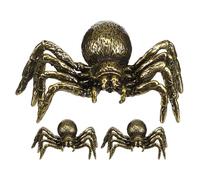 Abaodam Brass Spider Statue Set of 3 Miniature Realistic Spider Figurines for Desktop Bookshelf Fireplace Vintage Home Decor Gift