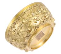 Abaodam Brass Treasure Bowl Medium 10Cm Desktop Decoration Chinese Style Fortune Basin Office Ornament Wealth Attracting Container