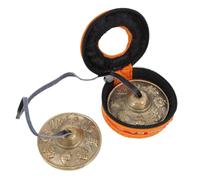 Abaodam Brass Yoga Meditation Cymbal Bell with Eight Auspicious Symbols Compact Percussion Instrument for Mindfulness Sound Healing and Yoga Practice with Storage Bag