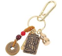 Abaodam Brass Zhao Gongming Wealth Keychain Gourd Pendant, Chinese Zodiac Bunny Key Ring for Men, Vintage Style Bag Hanging Charm and Purse Accessory