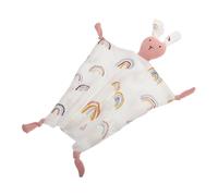 Abaodam Breathable Muslin Lovely Comfort Blanket Baby Newborn Soft Cotton Security Blanket Cute Bunny Shape Sleep Companion Promotes Sensory Development Crinkled Fabric for Nursery