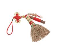 Abaodam Broom Pendant for Bedside Crib Vintage Lucky Coin Broom Charm Feng Shui Protection Amulet Sleeping