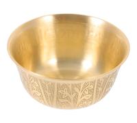 Abaodam Buddha Copper Bowl Water Rice Copper Bowl Tableware Pure Golden Round Smooth Elaborately Carved Patterned Decorative Home Worship Use