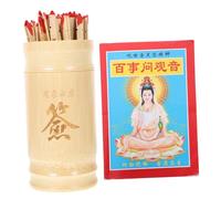 Abaodam Buddhist Divination Prop Chinese Fortune Sticks Kit with Bamboo Bucket and Book Smooth Bamboo Fortune Sticks for Temple Home Office Chinese Year Game and Feng Shui Decor