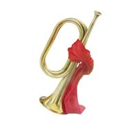 Abaodam Bugle Trumpet Military Style Metal Beginner Bugle with Mouthpiece and Red Scarf, Brass Instrument for School Band and Orchestra Performance in Gold