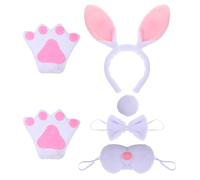 Abaodam Bunny Spa Headband Bow Hairband Plush Ears Fur Has Cosplay Accessories Bunny Headwear White