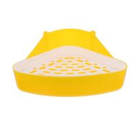 Abaodam Bunny Toilet Box and Rabbit Litter Box Mini Triangular Plastic Potty Corner Toilet for Small Pets Guinea Pig Chinchilla Training Yellow