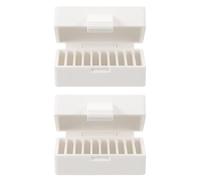 Abaodam Button Compact Battery Storage with Organizer Multi-slot 2pcs Box Individual Compartments Lightweight Pvc Design Battery Case White, for Travel and Office Use
