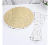 Abaodam Cake Cupcake Stand Stand Display Golden Dot Pattern Single-tier and Paper Foldable round Reusable Elegant Treat Display Tray for Weddings and Bakeries