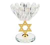 Abaodam Candle Holder and Everyday Dining Table Centrepiece Elegant Crystal Star of David with Metal Base, Golden Finish, Inner Dia 22mm, for Hanukkah Festival Candlestick Decor