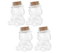 Abaodam Candy Storage Jars with Sealed Lids 4pcs Glass Bear Shape Keeps Food and Safe Packaging, Storage Accessory for Candy and Sugar for Household Use