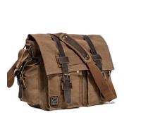 Abaodam Canvas Shoulder Bag for Men and Classical Shape with Large Capacity Casual European and American Style Coffee Colour, for Shopping and Beach Use