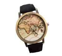 Abaodam Canvas Strap Watch for Women and Men with Bronze Case Creative Airplane Second Hand Rotating World Map Dial Band Movement for Daily Wear and Parties