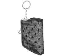 Abaodam Card Holder with Key Ring and Change Purse Wallet, 4-inch Small Coin Pouch with Snap Closure, Black Heart Design for Students and Everyday Use