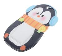 Abaodam Cartoon Animal PVC Card Holder Keychain Cute Black Penguin Card Case Pendant for Kpop Fans and Collectors Backpack Accessory