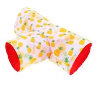 Abaodam Cartoon Pattern Hamster Hideout Tunnel with Three-way Design for Small Pets Including Guinea Pigs and Rabbits Sleeping and Resting House in Yellow Pineapple Shape Comfortable
