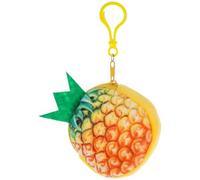 Abaodam Cartoon Pouch Purse Mini Pineapple Wallet Plush with Keychain and Metal Chain, Novelty Fuzzy Can Hold Little Cellphone, for Women to Attach to Backpack