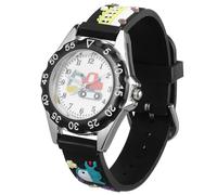 Abaodam Cartoon Quartz Watch for Silicone Excavator Design with Band Precise Timekeeping Student Watch for Learning Management Black