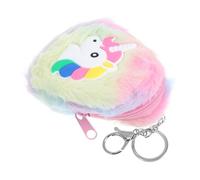 Abaodam Cartoon Unicorn Coin Purse with Zipper for Women Plush Money Bag with Keychain Multi-Functional Storage for Coins Cards Jewelry and Protective Design