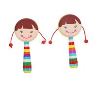 Abaodam Cartoon Wooden Portable Shaking for Infants 2pcs Suitable for Newborn Sensory Development Random Color
