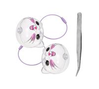 Abaodam Cat Hair Storage Box Keychain with Tweezers, 3pcs Set Including Blush Cat Head Capsules for Pet Hair Keepsake and Memorial Use