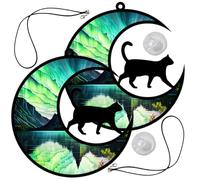 Abaodam Cat Moon Wall Hanging Decor Unique and Eye-catching Cat and Moon Wall Art Ornament Not Easy to Deform Or Break 2pcs Made of Sturdy Acrylic for Home Window Decoration Or Garden